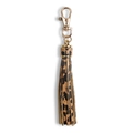 Leopard print PU leather tassel keychain with gold lobster clasp for bags and car keys - Leopard Print