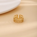 Vintage gold hollow lace open ring with cross star pattern in stainless steel - Cross Star Lace Style