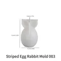 Striped Easter egg rabbit silicone mold for DIY candles with dimension markings - Striped Egg Rabbit - Thin