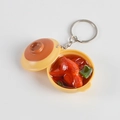 Porte-clés mini pot en argile avec plat de poisson réaliste et chaîne métallique - Poulet rôti