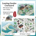 Chinese garden DIY sticker set with PET clear sheets and landscape background cards - Lanting Garden