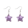 Macro shot of purple star-shaped natural stone earrings with sleek metal hooks - Purple Stone Star