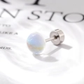 Fairy moonstone dream nebula screw back titanium steel cartilage stud earring in blue - Single Piece / Iridescent White (A321-6)