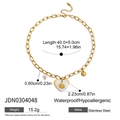 Detail of 18K gold stainless steel heart pendant with eye motif and small pearl - White Heart Eye Pendant (JDN0304048)
