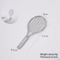 Miniature silver alloy tennis racket pendant accessory measuring 7.7cm with size scale - Model Style / Silver