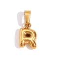 Polished 18K gold plated stainless steel bubble pendant with capital letter R - Gold-R