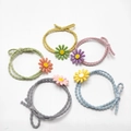 Five-piece daisy hair ties set with high-elastic double strands in pastel colors - Assorted Daisy Colors