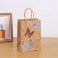 Kraft paper gift bag with butterfly and flower prints and twisted rope handles - H21*L15*W8 / 703-2 Colorful Butterfly & Floral