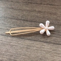 Golden metal hair clip with elegant white pearl flower charm for women styling - Small Flower Flat Clip