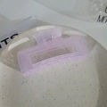Translucent light purple square hair claw clip in a minimalist ceramic dish setting - Square Glossy Purple