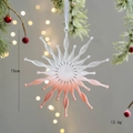 Pink frosted snowflake Christmas ornament, 15cm gradient tree decoration with white ribbon - Large Snowflake