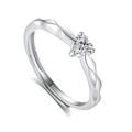 Elegant S925 sterling silver wavy open ring featuring a heart-shaped zircon stone - FDJZ-168-Women's