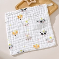Soft 6-layer cotton gauze baby towel with cartoon animal prints, 30x30cm size - Animal Alphabet Paradise