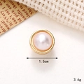 Golden rimmed circular pearl shoe charm accessory, 1.5cm diameter and 3.6g weight - C262 15mm Round Pearl
