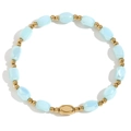 18K gold plated stainless steel bead bracelet with light blue beads on white background - Mint Blue