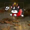 Christmas puppy static glass sticker featuring a French Bulldog in red sweater and antlers - Christmas French Bulldog / Small (40x30cm)