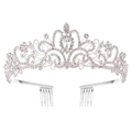 Detailed close-up of bridal crown featuring sparkling crystals and side combs for secure styling - With Comb / Silver