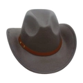 Classic mid-grey western cowboy felt hat featuring brown leather band with gold studs - One Size / Gray
