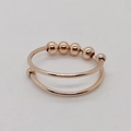 Rose gold stainless steel double layer anxiety ring with four rotatable metal beads - Adjustable Open / Rose Gold (Copper)