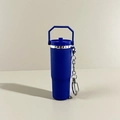 Blue mini tumbler keychain with handle and lipstick storage for backpack hanging - New Portable Royal Blue