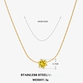 Gold stainless steel necklace featuring a 0.7cm round yellow zircon crystal pendant - November
