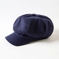 Classic dark blue newsboy cap in wool-like fabric with a stylish octagonal design - One Size / Woolen-Navy Blue