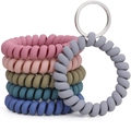 Set of 6 Morandi color spiral spring keychains with flexible silicone texture - Display Set 2 (8 PCS)
