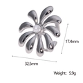 Dettaglio anello fiore argento con perla bianca e dimensioni inclusa indicazione peso 5,9g - Color Acciaio