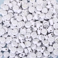 White acrylic round beads with silver peace signs for DIY jewelry making and crafting - 4x7mm Peace Sign Silver (100pcs)