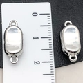 Silver magnetic jewelry clasp with lobster claw for bracelets, shown with ruler measurement - Ingot Shape (19857)