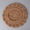 Handmade hollow crochet beret in camel yarn with vintage knit pattern and wavy edge - Khaki