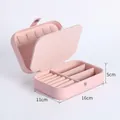 Pink portable PU leather jewelry box for travel with multi-layer storage compartments - Oval Case Pink