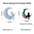 Cat on the moon silicone resin mold for DIY wall decor and star hanging crafts - Moon Watching Cat Moon Mold