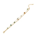Double-layer gold stainless steel bracelet with green and brown natural stone accents - 6# Mixed Colors