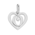Polished silver stainless steel heart pendant with hollow letter O for DIY jewelry making - Letter-O / Silver