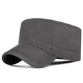 Casquette plate gris foncé avec logo métallique sports style et sergé de coton uni - Réglable / Gris
