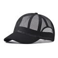 Detailed side view of breathable black mesh cap with soft brim for hiking and outdoor sun protection - Adjustable / Black