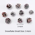 Set of 10 small natural pine cones with snowy finish for DIY Christmas tree decor - Snowy White Pine Cone 10pcs [3-4cm]