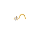 L-förmiger goldener Nasenstecker aus G23 Titan mit 3mm klarem Zirkonia im Dreiecksschliff - 3mm Zirkonia / Gold Dreieck (5#)