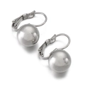 Pendientes de aro en acero inoxidable plateado con esfera pulida para mujer con estilo - Color Acero 12mm