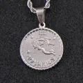 Silver Aquarius coin pendant necklace in stainless steel with twisted chain detail - Aquarius / Steel