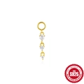 Gold S925 sterling silver charm featuring three vertical round zircon stones - Single Piece / Gold - Triple Stone Row