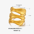 Irregular wave multilayer stainless steel wide ring in brushed gold finish with 1.8cm inner diameter - 1.8cm (Inner Diameter) / Gold