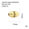 Détail de perle oeil coeur en cuivre plaqué or 18K avec zircon et dimensions - Perle Tonneau Incrustée de Zircone(P03062)