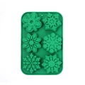 Green silicone mold with 6 snowflake shapes for baking cookies, chocolate and candy - New Snowflake
