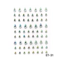 Detail of teardrop AB rhinestones for face and body DIY with adhesive backing - ET-31 Aurora Teardrop Rhinestone