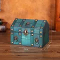 Emerald green vintage wooden jewelry box with lion head pull and metal latch - Emerald Green Little House