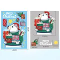 Polar bear Christmas window sticker set with colorful gift boxes and festive stars - BQ283 Little White Bear