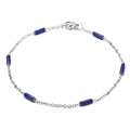 Bracelet minimaliste en acier inoxydable avec sept perles cylindriques bleu foncé - Style Argent + Bleu Foncé (KB165162-Z)