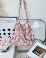Chic purple canvas tote bag with yellow daisy floral print and shoulder straps - Purple Daisy(51#)